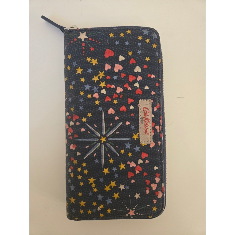 Cath Kidston Zip Around Wallet Navy Fireworks Hearts Print Continental Wallet